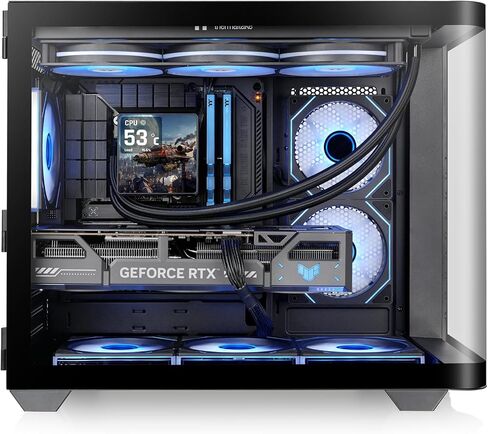 Thermaltake Vision 330 CR ARGB; Mid Tower; Curved Hinged TG panel; 6x120mm Infinity ARGB PWM Fans Included; 360mm Radiator Support; 420mm GPU Clearance; Hidden Connector Support;Black;CA-11V-00M1WN-00 in Saudi Arabia