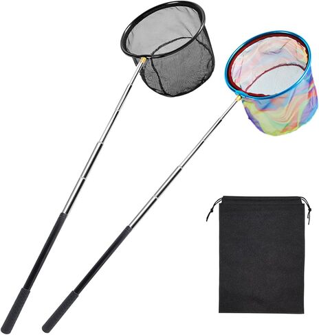 2 Packs Retractable Fishing Net Lightweight Landing Net for Youth Telescopic Fish Butterfly Catching Net for Outdoor Activities in Saudi Arabia