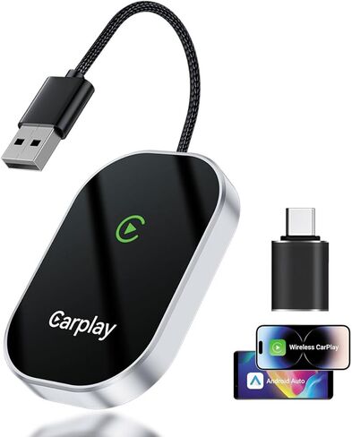 Wireless Carplay Adapter, 2025 Upgrade Converts Wired to Wireless Adapter for iPhone, Auto Connect Dongle for Apple Car Play, Bluetooth No Delay Control for Cars from 2016 and iOS 10+, Silver in Saudi Arabia