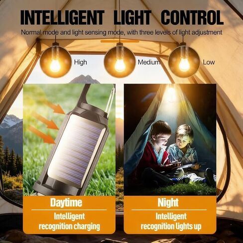 4 Packs Solar Tent Camping Lantern Rechargeable, Portable LED Outdoor Waterproof Emergency Lanterns with 3 Modes, Hanging Tent Light Bulbs with Clip Hook for Camping Hiking Hurricane Outages in Saudi Arabia