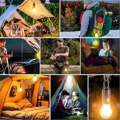 4 Packs Solar Tent Camping Lantern Rechargeable, Portable LED Outdoor Waterproof Emergency Lanterns with 3 Modes, Hanging Tent Light Bulbs with Clip Hook for Camping Hiking Hurricane Outages in Saudi Arabia