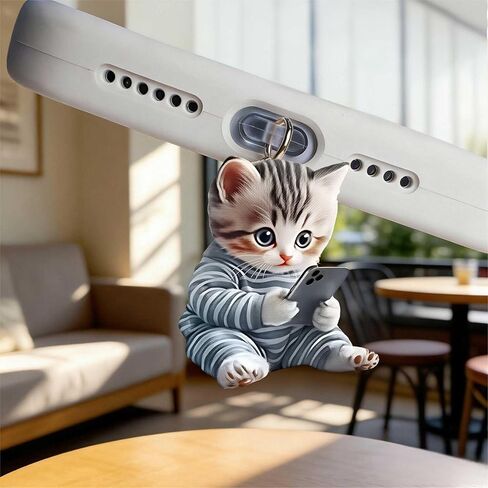 Cat with Smartphone Dust Plug Acrylic Charms for electronic products,Type-C Charging Port Dust Plugs Pendant Compatible with E-Reader Phone Tablet, Gift for Christmas, Birthday, Anniversary Day in Saudi Arabia