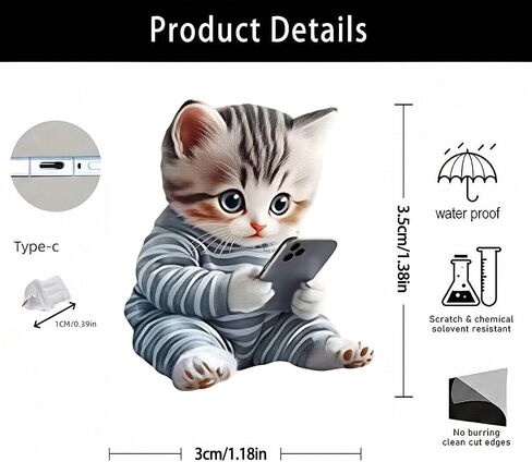 Cat with Smartphone Dust Plug Acrylic Charms for electronic products,Type-C Charging Port Dust Plugs Pendant Compatible with E-Reader Phone Tablet, Gift for Christmas, Birthday, Anniversary Day in Saudi Arabia