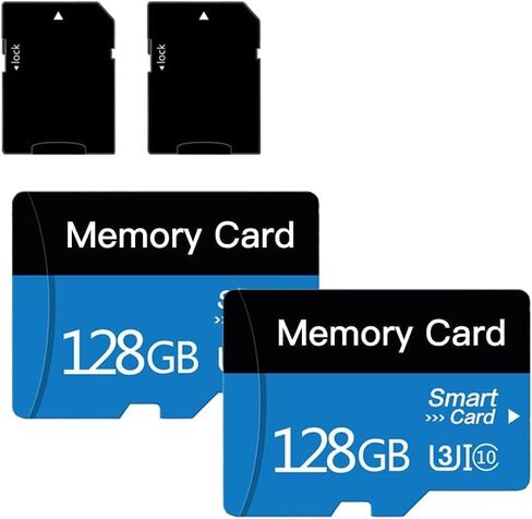 2 Pack Micro Memory Card 128 GB with Adapter, C10/U3/UHS-I/A1 TransFlash Card, TF Card for Camera, Smartphone, Tablet, Drone (Blue) in Saudi Arabia
