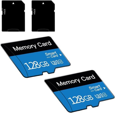 2 Pack Micro Memory Card 128 GB with Adapter, C10/U3/UHS-I/A1 TransFlash Card, TF Card for Camera, Smartphone, Tablet, Drone (Blue) in Saudi Arabia