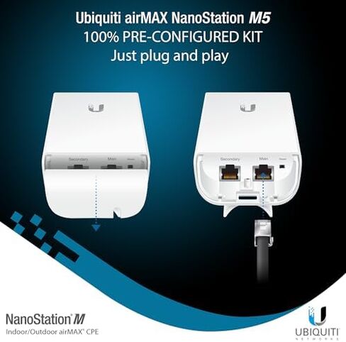 Wireless Bridge Ubiquiti NSM5 PRE-CONFIGURED Bundle of 2 Ubiquiti NanoStation M5 with 2 J-Poles, Point to Point Outdoor WiFi Bridge, Plugh and Play, 5GHz, 150+Mbps, 15km Range, Network WiFi Bridge. in Saudi Arabia