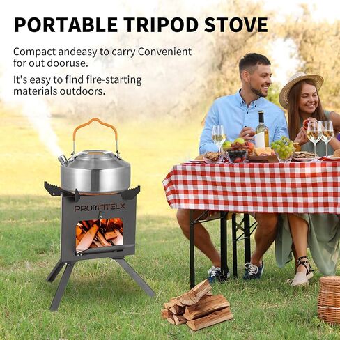 Portable Tripod Camping Stove,Wood-Burning Rocket Stove with Carry Bag, Ideal for Camping, Backyard Cooking & Outdoor Adventures in Saudi Arabia