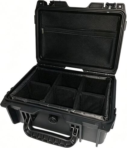 Fishing Reels Storage Case 13 Inches,Heavy Duty Waterproof Fishing Wheel Protective Hard Case, Tackle Collection Holder Box, 6pcs Adjustable Shockproof Dividers (Black) in Saudi Arabia