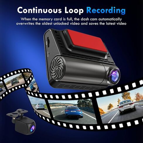 Dash Cam, 4K+2K Full HD Dash Cam Front and Rear, Dash Camera for Cars with Built-in 5GWiFi, 3.0" IPS Screen Dashcam, with 64GB Card, Night Vision, Loop Recording, G-Sensor, Parking Mode, Black in Saudi Arabia