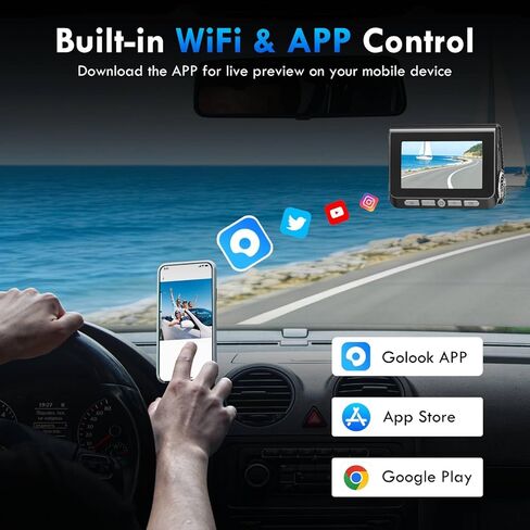 Dash Cam, 4K+2K Full HD Dash Cam Front and Rear, Dash Camera for Cars with Built-in 5GWiFi, 3.0" IPS Screen Dashcam, with 64GB Card, Night Vision, Loop Recording, G-Sensor, Parking Mode, Black in Saudi Arabia