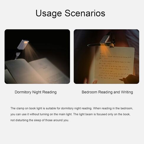 Book Light, Eye Caring LED Rechargeable 3 Color Temperatures No Flicker No Shadows, 360 Adjustable Goose Neck with Non Slip Clamp, for Reading Working Traveling Camping (Magnetic Dual Clamps) in Saudi Arabia