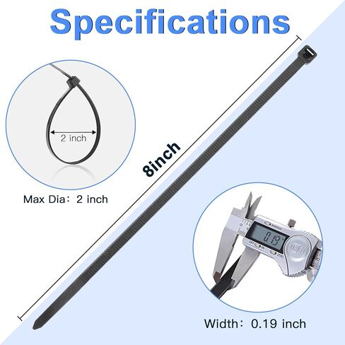 Zip Ties, 1500pcs 8 Inch Heavy Duty Self-Locking Nylon Zip Ties, Black Cable Ties with 70lb Tensile Strength, UV Resistant Cable Tie for Indoor and Outdoor Use in Saudi Arabia