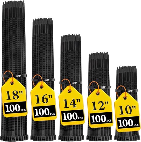 Zip Ties Assorted Size,10+12+14+16+18 Inch,120 LBS Tensile Strength Heavy Duty Cable Wire Ties With Self-Locking Adjustable More Durable Nylon Tie Wraps for Indoor Outdoor（500 Pack） in Saudi Arabia