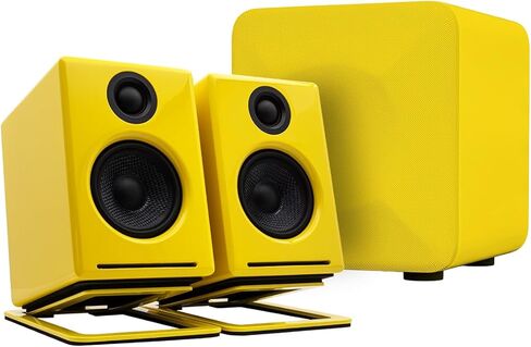 Audioengine A2+ Bluetooth Computer Speaker Bundle – Compact Desktop Speakers for PC & Laptop with S6 Subwoofer and DS1M Speaker Stands in Yellow in Saudi Arabia