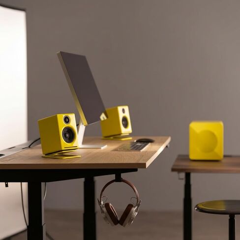 Audioengine A2+ Bluetooth Computer Speaker Bundle – Compact Desktop Speakers for PC & Laptop with S6 Subwoofer and DS1M Speaker Stands in Yellow in Saudi Arabia