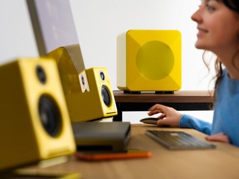 Audioengine A2+ Bluetooth Computer Speaker Bundle – Compact Desktop Speakers for PC & Laptop with S6 Subwoofer and DS1M Speaker Stands in Yellow in Saudi Arabia