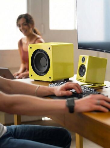 Audioengine A2+ Bluetooth Computer Speaker Bundle – Compact Desktop Speakers for PC & Laptop with S6 Subwoofer and DS1M Speaker Stands in Yellow in Saudi Arabia