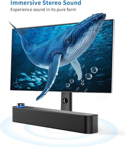 Desktop PC Speakers, Bluetooth Soundbar, 3600mAh Battery for 20Hrs Wireless Playback, Wired/Wireless Speaker for PCs, Phones, TVs, Laptops in Saudi Arabia
