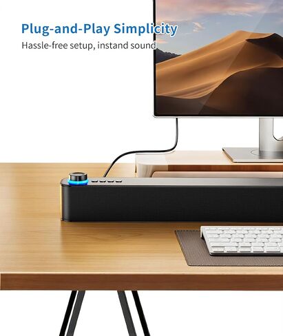 Desktop PC Speakers, Bluetooth Soundbar, 3600mAh Battery for 20Hrs Wireless Playback, Wired/Wireless Speaker for PCs, Phones, TVs, Laptops in Saudi Arabia