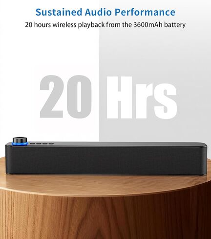 Desktop PC Speakers, Bluetooth Soundbar, 3600mAh Battery for 20Hrs Wireless Playback, Wired/Wireless Speaker for PCs, Phones, TVs, Laptops in Saudi Arabia