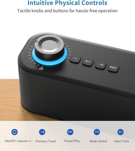 Desktop PC Speakers, Bluetooth Soundbar, 3600mAh Battery for 20Hrs Wireless Playback, Wired/Wireless Speaker for PCs, Phones, TVs, Laptops in Saudi Arabia