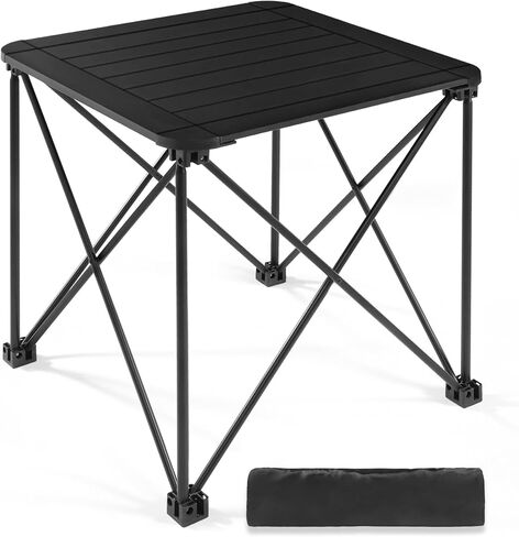 Tesouro Folding Camping Square Table with Carry Bag, Lightweight Aluminum Square Table for Outdoor, Camping, Picnic, Backyards, BBQ (Black-Small) in Saudi Arabia
