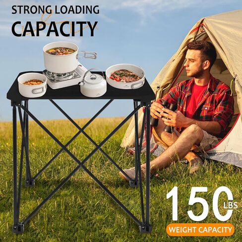Tesouro Folding Camping Square Table with Carry Bag, Lightweight Aluminum Square Table for Outdoor, Camping, Picnic, Backyards, BBQ (Black-Small) in Saudi Arabia