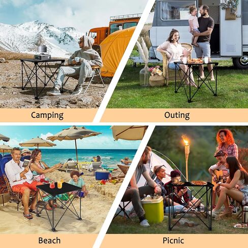 Tesouro Folding Camping Square Table with Carry Bag, Lightweight Aluminum Square Table for Outdoor, Camping, Picnic, Backyards, BBQ (Black-Small) in Saudi Arabia