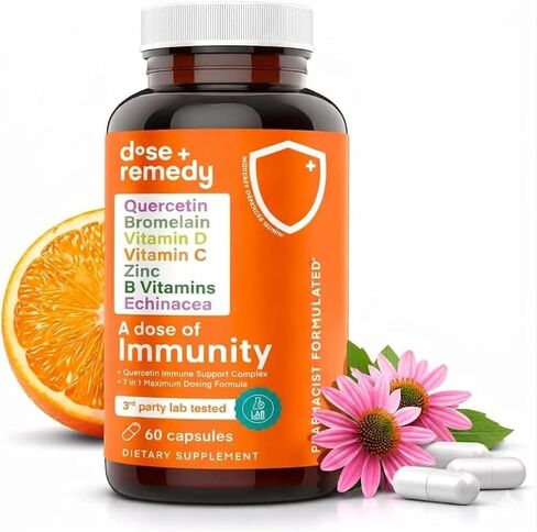 A Dose of Immunity Quercetin with Vitamin C and Zinc, Vitamin D, 500mg Quercetin Bromelain with Echinacea & B Vitamins (60 Count) in Saudi Arabia