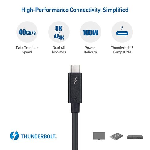 Cable Matters [Intel Certified] 40Gbps Active Thunderbolt 4 Cable with 100W Charging and 8K Video & [Intel Certified] 40Gbps Thunderbolt 4 Cable 3.3ft with 8K Video and 100W Charging in Saudi Arabia