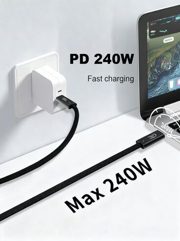 كابل USB4 بسرعة 80 جيجابت في الثانية لـ Thunderbolt 5، كابل USB C إلى USB C بطول 3.3 قدم، عرض نطاق ترددي يصل إلى 120 جيجابت في الثانية، شحن سريع 240 وات PD3.1، شاشة 16K/8K، متوافق مع Thunderbolt 4/3، MacBook، SSD، الشاشة in Saudi Arabia
