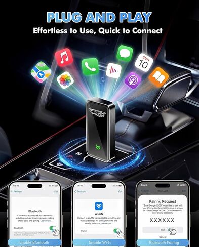 Wireless CarPlay Adapter for Apple iPhone - Converts Factory Wired CarPlay to Wireless, Quick Setup & Auto-Connect Every Drive, CarPlay Dongle for Cars from 2015+ & iOS10+ in Saudi Arabia