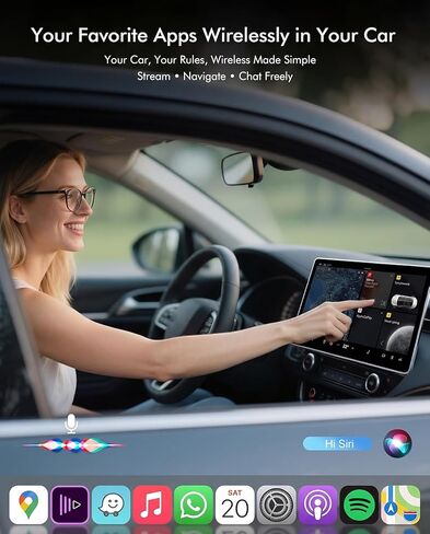 Wireless CarPlay Adapter for Apple iPhone - Converts Factory Wired CarPlay to Wireless, Quick Setup & Auto-Connect Every Drive, CarPlay Dongle for Cars from 2015+ & iOS10+ in Saudi Arabia