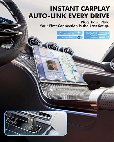 Wireless CarPlay Adapter for Apple iPhone - Converts Factory Wired CarPlay to Wireless, Quick Setup & Auto-Connect Every Drive, CarPlay Dongle for Cars from 2015+ & iOS10+ in Saudi Arabia