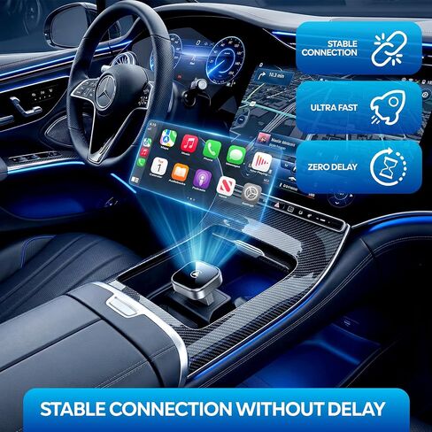 محول Apple CarPlay اللاسلكي - محول Android Auto 2026 المحدث مع اتصال (2.4 جيجا هرتز + 5.8 جيجا هرتز) - يدعم كلاً من iPhone (iOS 10+) Android (11+)، 2 في 1 سلكي للتوصيل والتشغيل اللاسلكي in Saudi Arabia