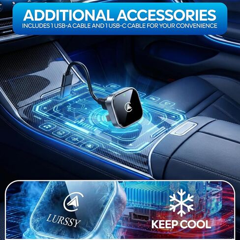 محول Apple CarPlay اللاسلكي - محول Android Auto 2026 المحدث مع اتصال (2.4 جيجا هرتز + 5.8 جيجا هرتز) - يدعم كلاً من iPhone (iOS 10+) Android (11+)، 2 في 1 سلكي للتوصيل والتشغيل اللاسلكي in Saudi Arabia