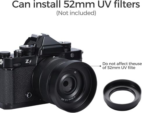غطاء عدسة معدني للكاميرا لكاميرا Nikon Nikkor Z 40 مم F2، Z 28 مم f/2.8، Z 28 مم f/2.8 عدسة متوافقة مع مرشحات الأشعة فوق البنفسجية مقاس 52 مم (أسود) in Kuwait