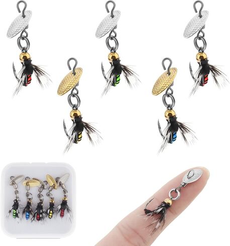 5pcs Fly Fishing Lures with Spinner, Trout Spinners, Fly Fishing Sequins Lures Kit for Bass Trout Salmon Sunfish Pike in Saudi Arabia