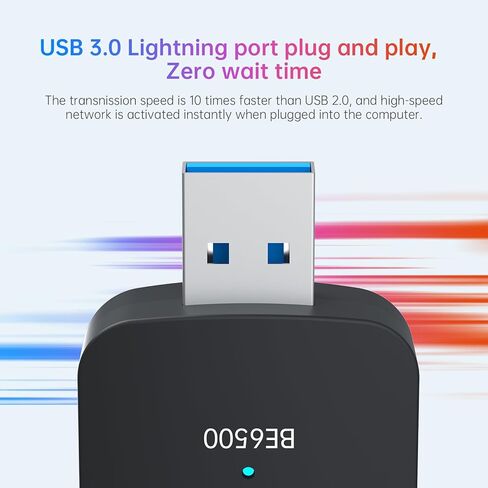 محول BE6500 USB WiFi 7، دونجل شبكة لاسلكية ثلاثي الموجات 6 جيجا هرتز/5 جيجا هرتز/2.4 جيجا هرتز لأجهزة الكمبيوتر المحمول المكتبية، هوائيات عالية الكسب 2x6dBi، متوافقة مع Windows 11/10، WPA3،4K-QAM، MU-MIMO in Kuwait