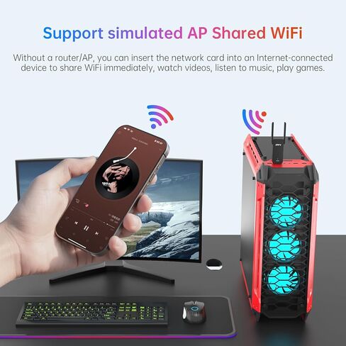 محول BE6500 USB WiFi 7، دونجل شبكة لاسلكية ثلاثي الموجات 6 جيجا هرتز/5 جيجا هرتز/2.4 جيجا هرتز لأجهزة الكمبيوتر المحمول المكتبية، هوائيات عالية الكسب 2x6dBi، متوافقة مع Windows 11/10، WPA3،4K-QAM، MU-MIMO in Kuwait