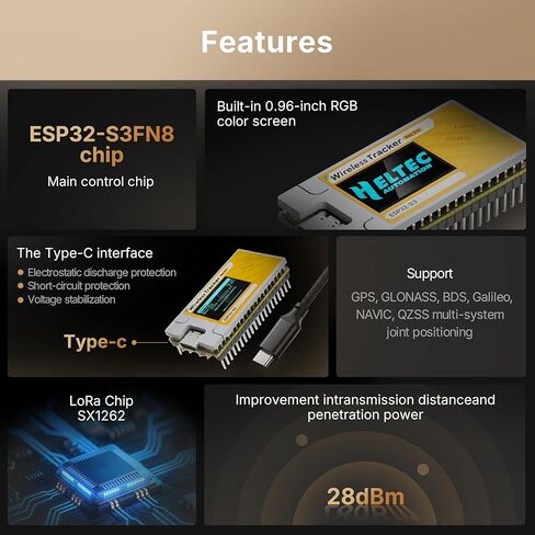 Heltec ESP32 Wireless Tracker V2 ESP32-S3 LoRa Mesh Node Compatible with Meshtastic 28dBm High Power SX1262 UC6580 Dual Band GNSS GPS Module Arduino LoRaWAN for Asset Tracking Personnel Positioning in Saudi Arabia
