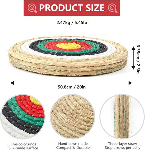 Archery Targets for Backyard 20 Inch Traditional Hand-Made Round Straw Archery Target Bow & Arrow Target for Archery Practice in Saudi Arabia