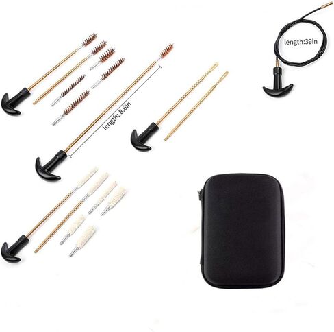 General Pistol Cleaning Kit, 22cal Air Tube Cleaning Kit, 22, 357, 38, 9mm, 40, 45 Caliber Pistol Cleaning Kits, Equipped with Brass Serrated Adapter and Nylon Flexible Cable, Packed in A Storage Box in Saudi Arabia