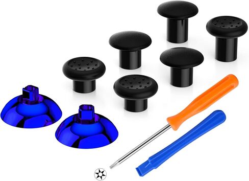 eXtremeRate Chrome Blue ThumbsGear Interchangeable Ergonomic Thumbstick + Replacement Buttons for Xbox Series S/X Controller in Saudi Arabia