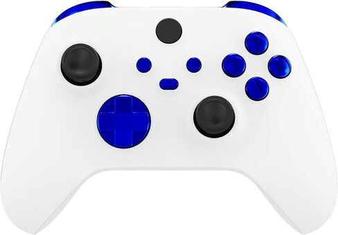 eXtremeRate Chrome Blue ThumbsGear Interchangeable Ergonomic Thumbstick + Replacement Buttons for Xbox Series S/X Controller in Saudi Arabia