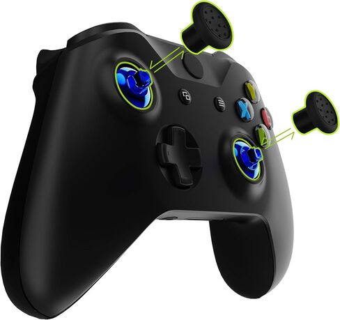 eXtremeRate Chrome Blue ThumbsGear Interchangeable Ergonomic Thumbstick + Replacement Buttons for Xbox Series S/X Controller in Saudi Arabia