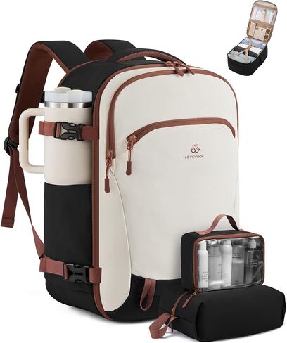 LOVEVOOK 40L Travel Backpack for Women, Airline Approved Carry On Backpack with 2 Packing Cubes, Waterproof Personal Item Bag Fits 17" Laptop, TSA Traveling Essentials Weekender Overnight Backpack in Saudi Arabia