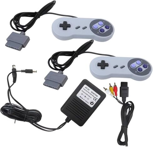 2-Pack Wired Controllers with AV Cable Power Adapter Bundle, Retro Gamepad Console for Super Nintendo SNES, Gray in Saudi Arabia