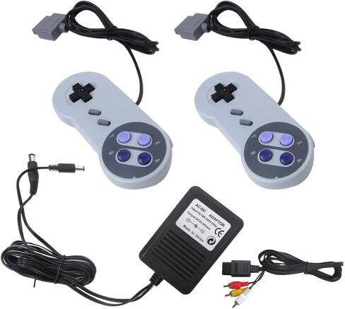 2-Pack Wired Controllers with AV Cable Power Adapter Bundle, Retro Gamepad Console for Super Nintendo SNES, Gray in Saudi Arabia
