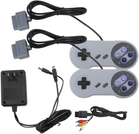 2-Pack Wired Controllers with AV Cable Power Adapter Bundle, Retro Gamepad Console for Super Nintendo SNES, Gray in Saudi Arabia